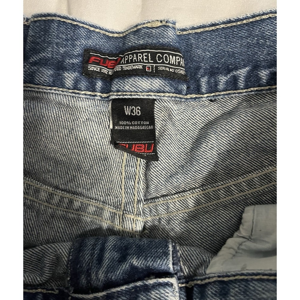 Vintage FUBU Shorts Carpenter Cargo Baggy Skater Y2K Denim Jorts W36 - Picture 8 of 16